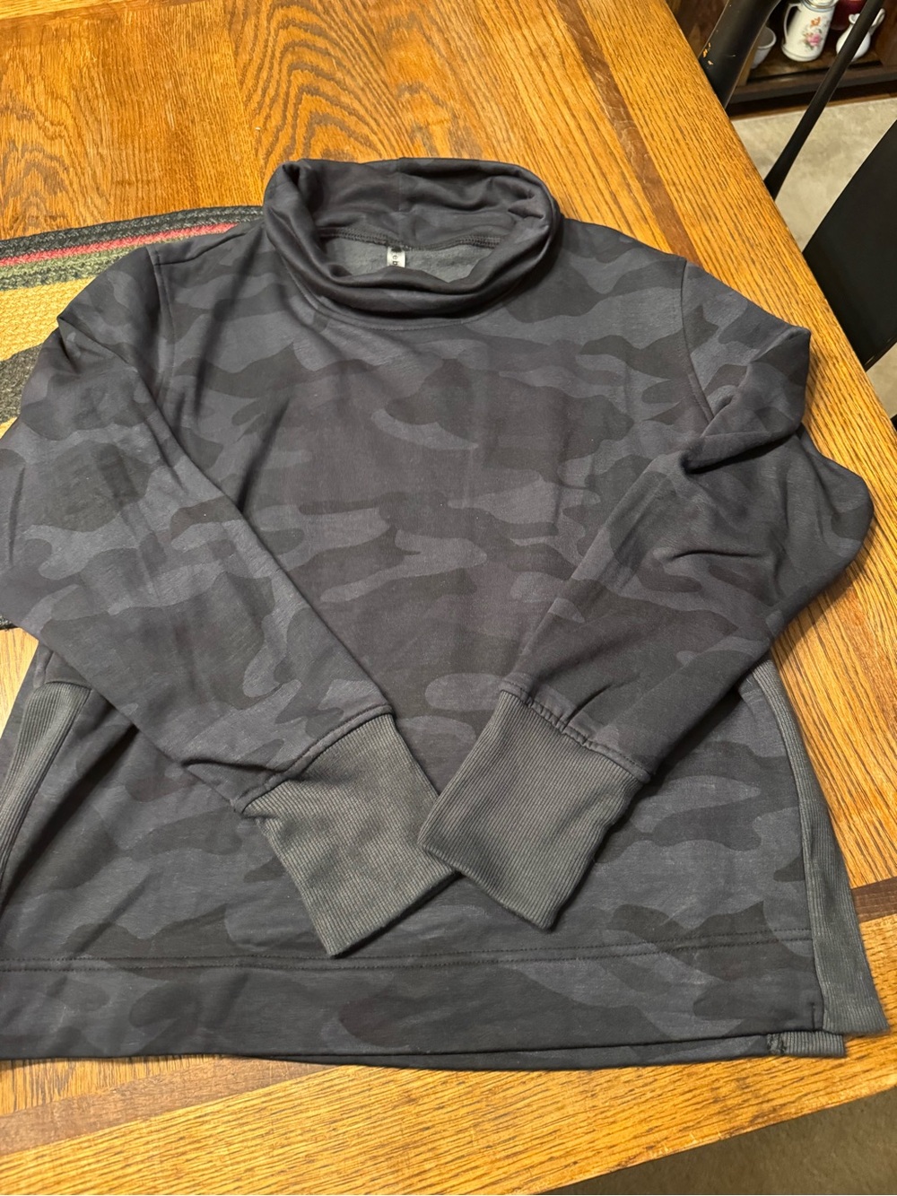 Women's Black Camo Turtleneck Pullover